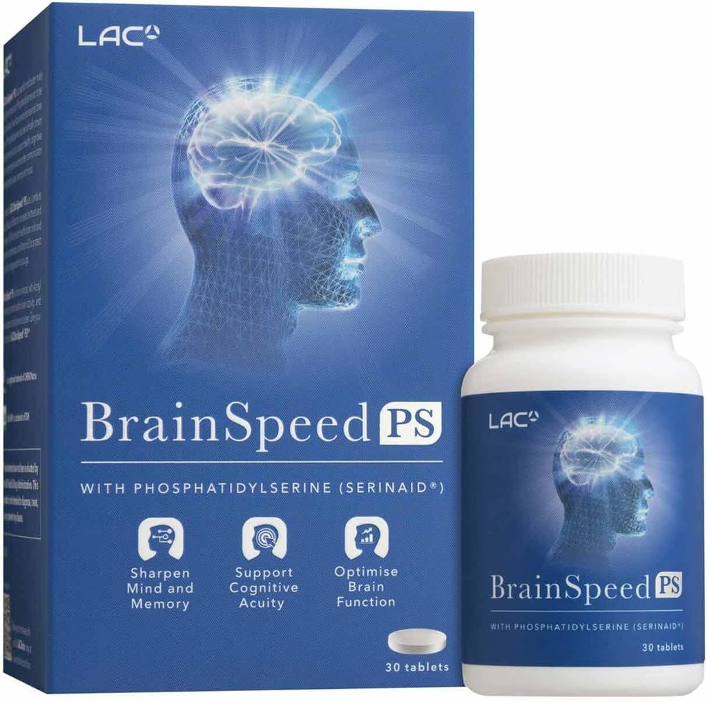 LAC BrainSpeed PS | Brain Supplement mit Hinzugefügt Gingko Biloba | Hilft mit Memory, Psychische Alertness, Gehirnfunktion (30 Tabletten)