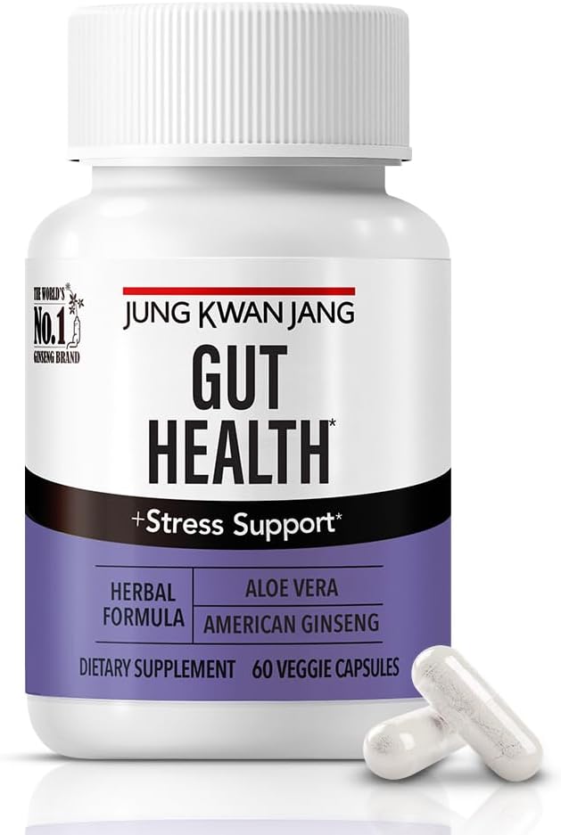 JungKwanJang Gut Health Support mit Aloe Vera (833mg) und American Ginseng für Gut Health, Verdauung, Immunität, 60 Kapseln für Männer und Frauen