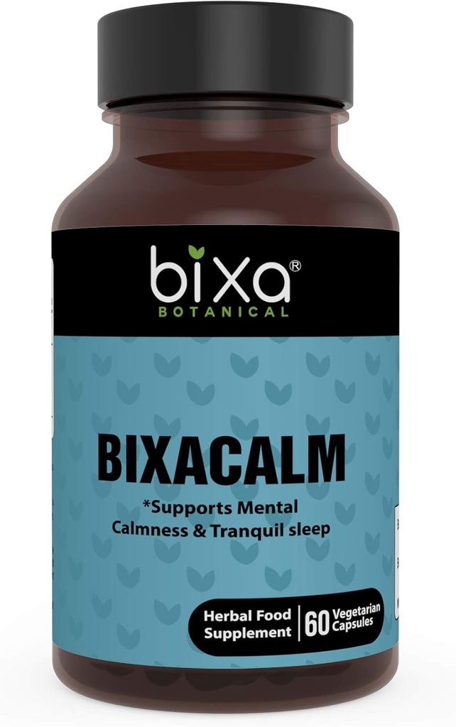 Bixa BOTANIQUE Capsules de Bixacalm,60 Capsules de Veg (450 mg) Extrait d'Ashwagandha et Extrait de Valérian pour le sommeil