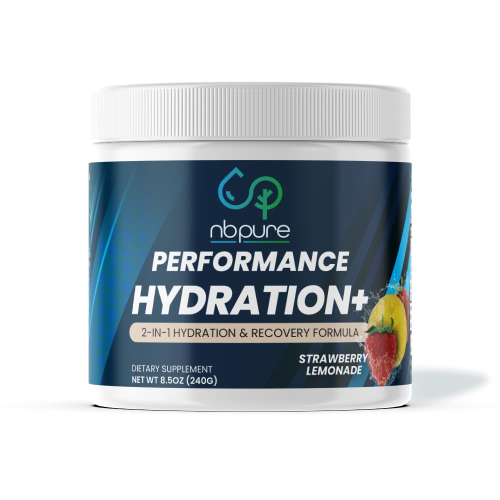 nbpure Hydratation+ Poudre d'électrolyte – Hydratation et récupération naturelles pour les hommes et les femmes – Sel de mer, potassium, magnésium, BCAAs végétaliens – Ami du jeûne