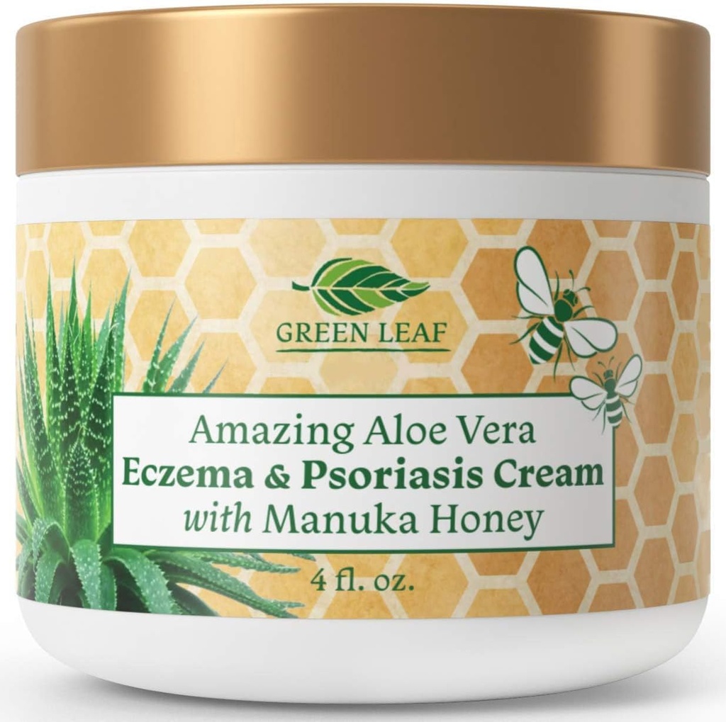 Manuka Honig Eczema Creme Feuchtigkeitsspendende Lotion für Psoriasis Relief - Juckreiz, trockene Haut Rash Salbe - beruhigende Feuchtigkeitscreme für Baby, Kinder, Erwachsene - Hohe Festigkeit Körper & Gesichtscreme 4oz