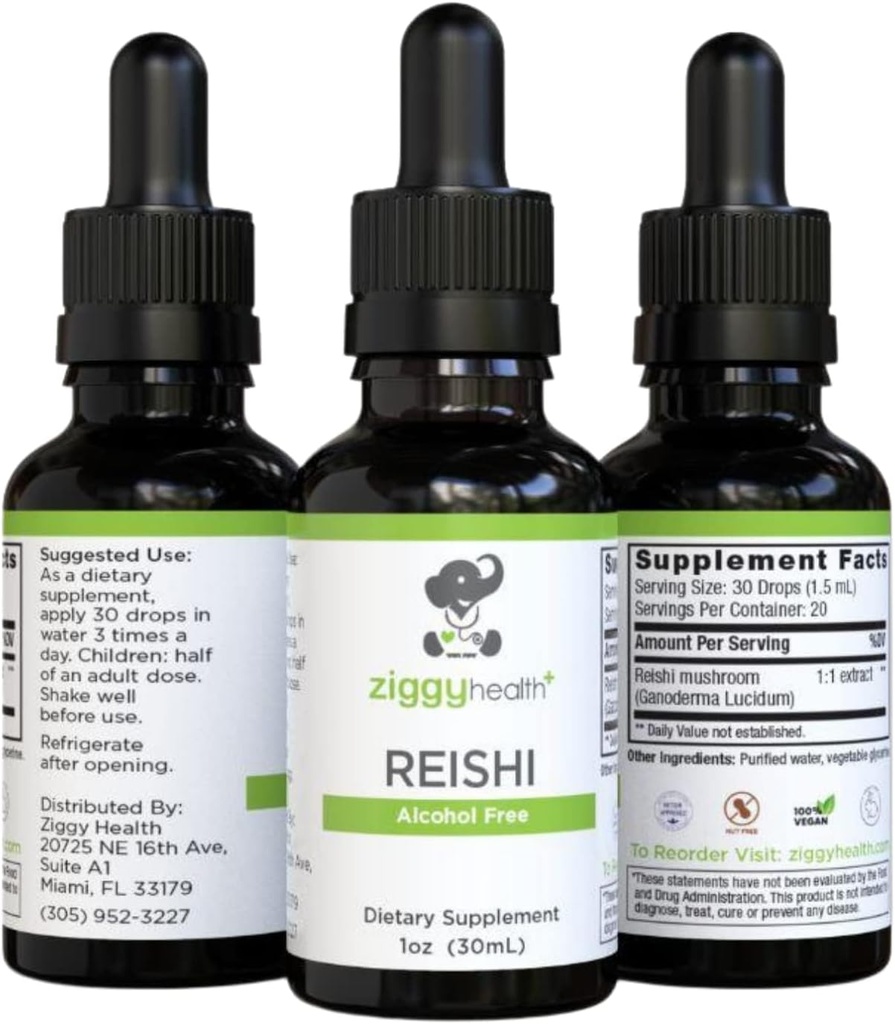 Reishi Pilzextrakt - Flüssige Tinte - Ergänzung für Immunität Verteidigung & Gehirn Unterstützung, Unterstützung gesunde Leberfunktion, Energie-Booster, & Schlaf besser, 1oz von Ziggy Health