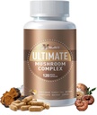 Pilz Complex Supplement 2600mg, 120 Kapseln - 10 Pilze Mischung - Reishi, Lions Mane, Cordyceps, Chaga, Türkei Tail, Maitake, Shiitake, Oyster Nootropic Complex - Gehirn, Energie, Fokus Pillen