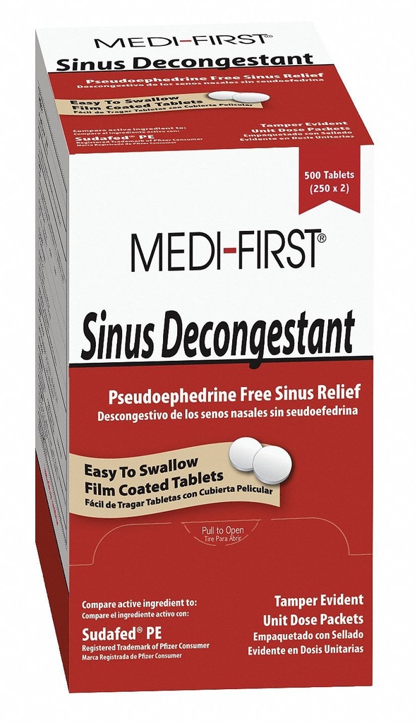 Medique Products Medi-First 80933 Sinus Decongestant, 100-Packets von 1 (Verpackung kann variieren)