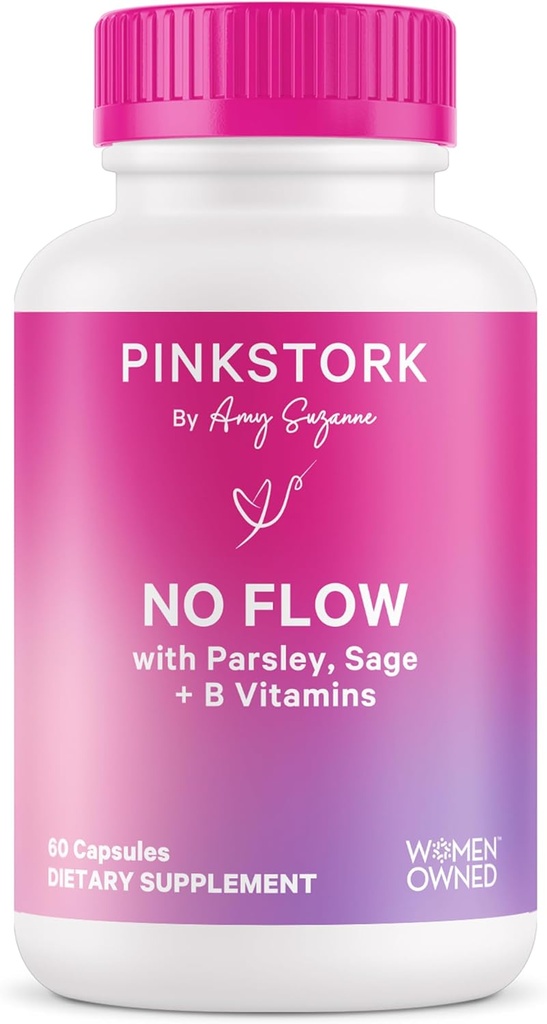 Pink Stork Pas de flux: Sécher le lait maternel avec la sauge, le persil et les vitamines B, essentiels postpartum pour les femmes pour arrêter l'allaitement et diminuer la production de lait, 60 capsules