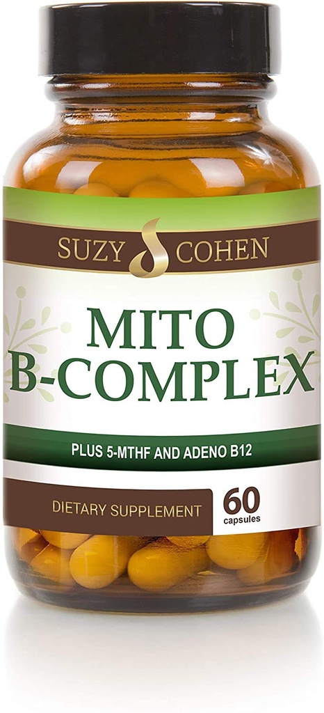 Suzy Cohen, complément alimentaire complexe Mito B, 5-MTHF, Adeno B12, soutien à la méthylation, soutient un système nerveux sain, stimuler l'énergie, vitamine B, 60 portions