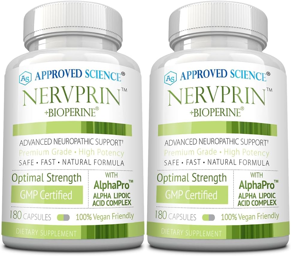 Genehmigte Wissenschaft Nervprin - Nerve-Unterstützung - Benfotiamin, B12, R-Alpha-Lipoic Acid, Corydalis, Boswellia, BioPerine - 360 Kapseln - Made in USA