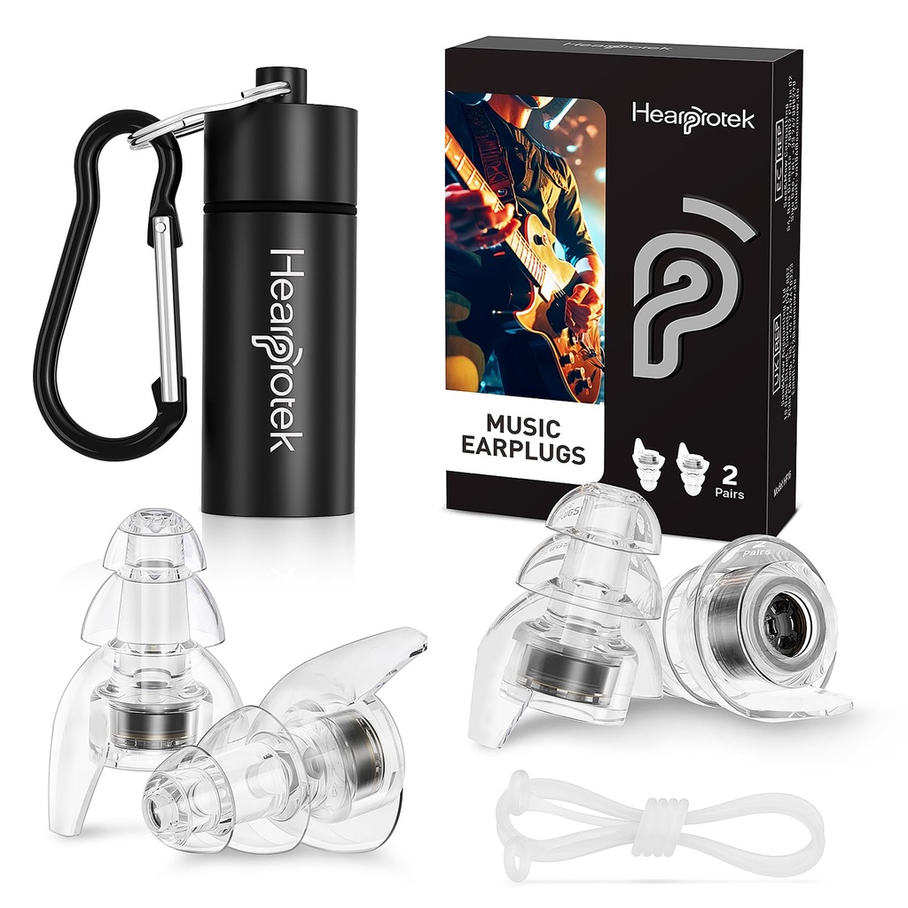 Hearprotek Konzert Ohrstecker, 2Pairs Reusable high Fidelity Musician Ohrstecker für Konzerte Loud Music-Noise Reduktion Ohrstecker für Rave,Festival,Music,Tinnitus Relief