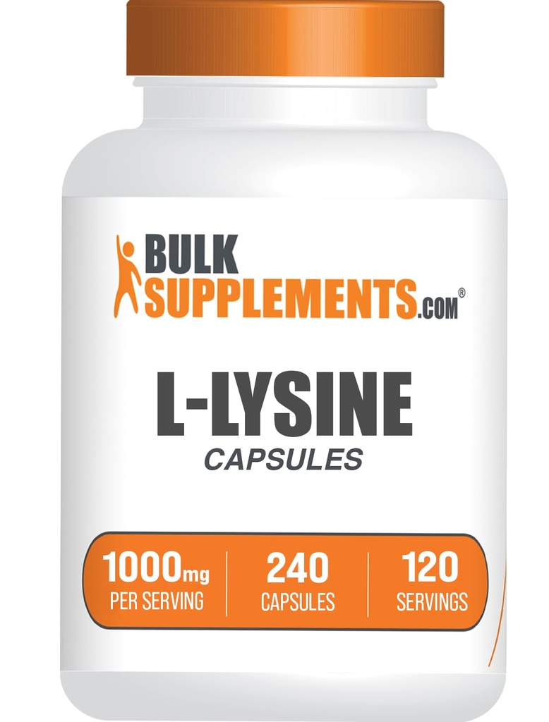 BulkSupplements.com L-Lysine HCl Kapseln - Sporternährungsergänzung, Lysine 1000mg - für Immununterstützung, Glutenfrei, 2 Kapseln pro Servierung, 240 Zähler (Pack von 1)