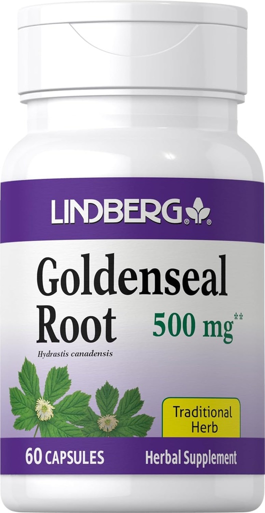 Lindberg Goldenseal Wurzel Kapseln | 500mg | 60 Kapseln | Traditionelle Kräuter | Extrakt Ergänzung | Non-GMO, Gluten kostenlos