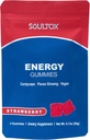 Soultox Energy Mushroom Gummies Strawberry - Vegan Formula with Ginseng, Cordyceps, Caffeine, Vitamin B12 - Boosts Energy and Cognitive Function - Natural Ingredients - 10 Pack