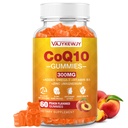 Zuckerfreie CoQ10-Gummien 3000 mg - Plus Omega-3, Vitamin B3 & Zink, hohe Absorption Coenzym Q10-Ergänzungen für Cellular Energy & Antioxidant-Support, Vegan 60 Count