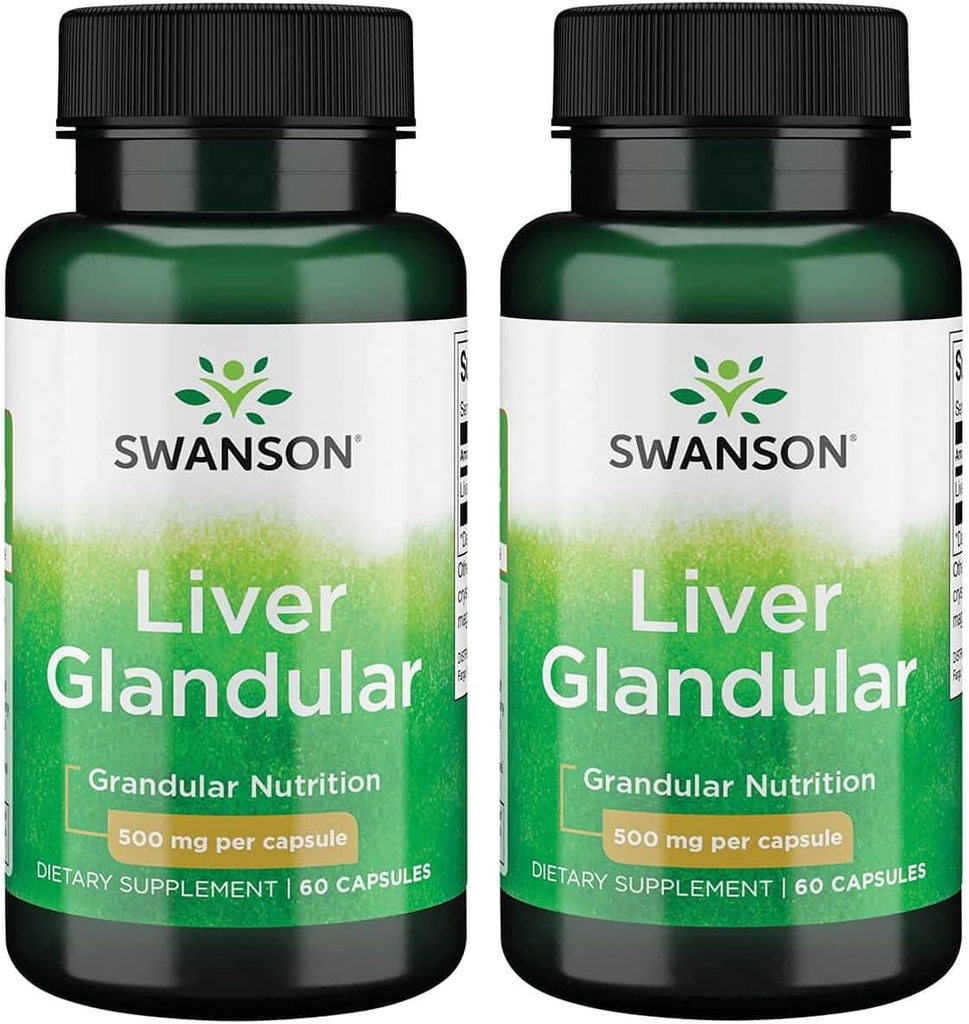 Swanson Liver Glandular 500 Milligramme 60 Kapseln (2 Packung)