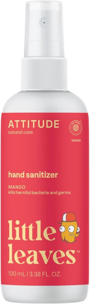 ATTITUDE Handzerstäuber Spray für Kinder & Erwachsene, Expertengruppe Verified, Reisegröße, Dermatologisch getestet, Pflanzen- und Mineralbasis, Vegan, Mango, 3.5 Fl Oz (Spray Bottle)