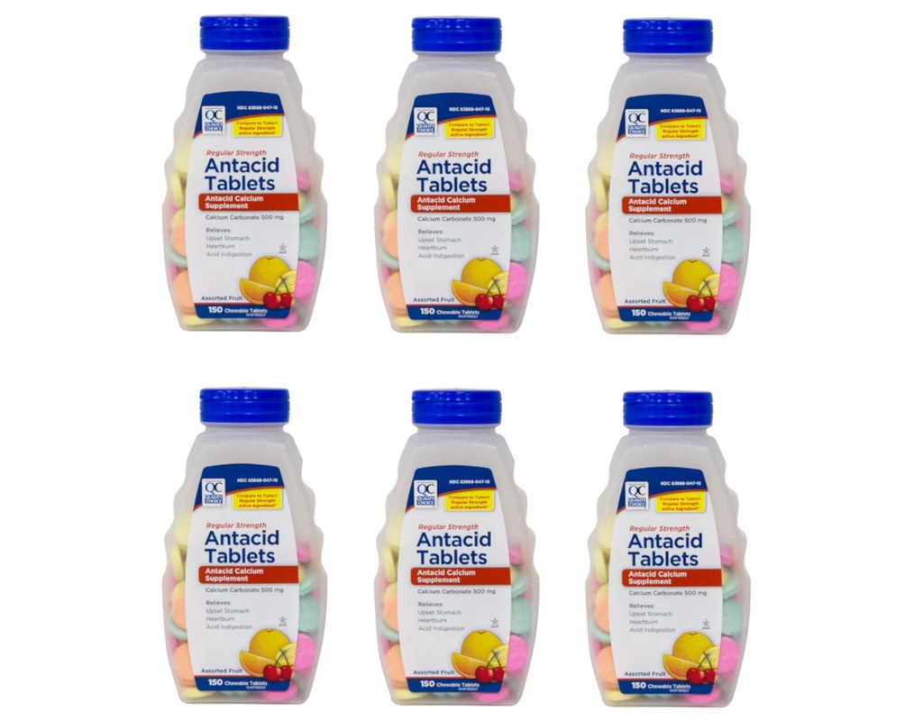 Qualität Wahl Regelmäßige Stärke Calciumcarbonat 500 mg Antacid Kautabletten, 150 Count - Pack von 6