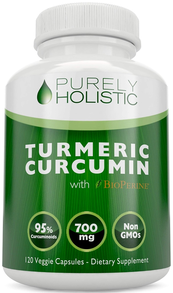 Kurkuma Curcumin mit BioPerine - 120 Vegan Kapseln - 700mg Tumeric pro Kapsel - mit Schwarzer Pfeffer Extrakt 95% Curcuminoide