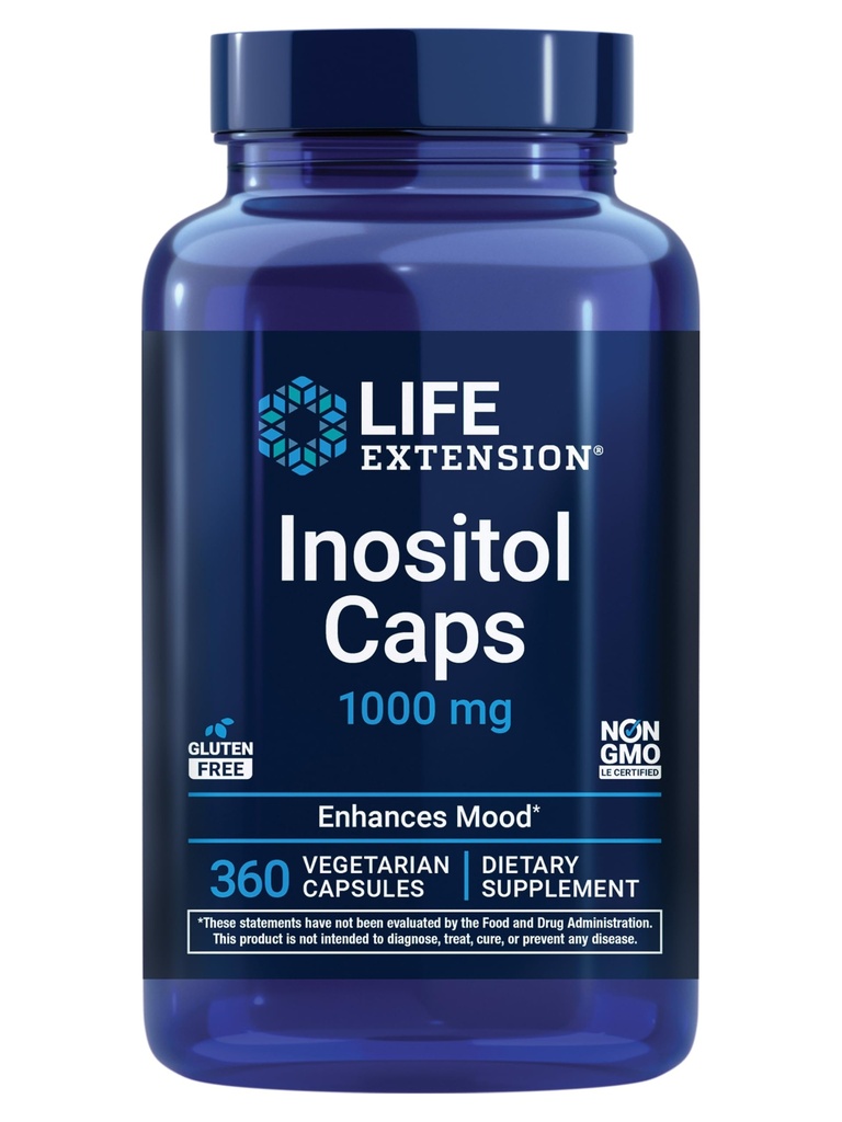 Inositol – 1000 mg, Myo-Inositol – Santé de l'humeur, bien-être, métabolisme sain, équilibre hormonal – sans gluten, non OGM, végétarien – 360 capsules
