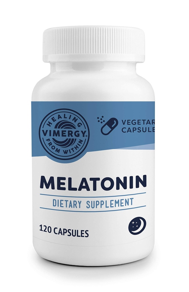 Vimergy Melatonin – Aide naturelle au sommeil – Supplément de sommeil – vous aide à tomber Asleep Faster & Stay Asleep Longer - Non-OGM, sans gluten, casher, sans soja, végétalien, Paléo (120 comtes)