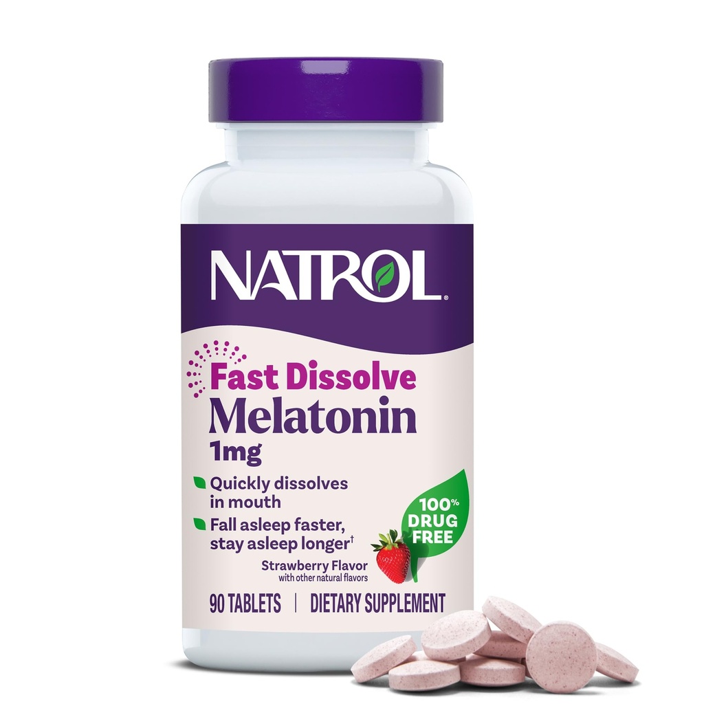 Natrol Fast Dissolve Melatonin 1 mg, Schlafunterstützung für Erwachsene