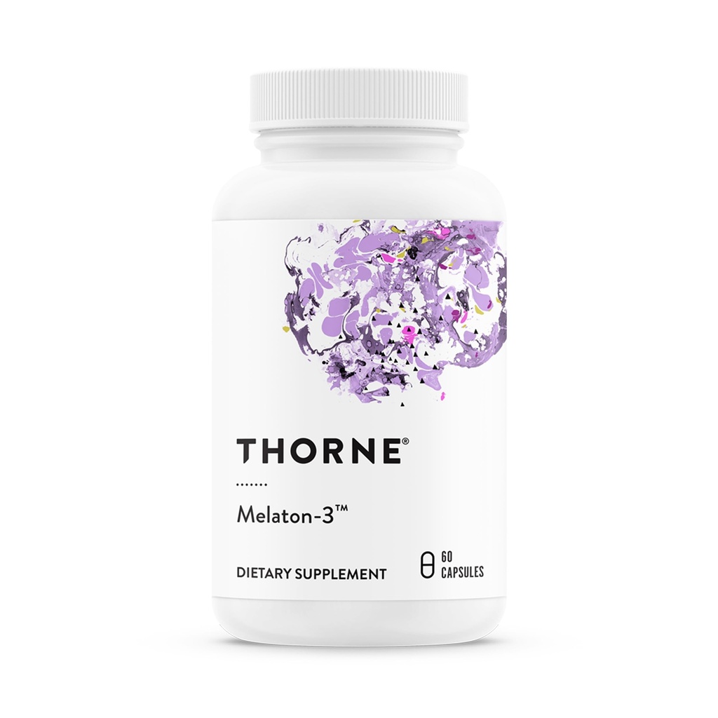 THORNE - Melaton-3-3 mg Melatonin Supplement - Unterstützt normale Circadian Rhythmen, Restful Sleep & Relaxation* - NSF zertifiziert für Sport - Gluten, Dairy & Soy-Free - 60 Kapseln