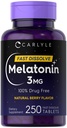 Carlyle Melatonin 3mg Fast Dissolve Tablets | 250 Count | Low Dose und Drug Free | Vegan, Non-GMO, Glutenfrei