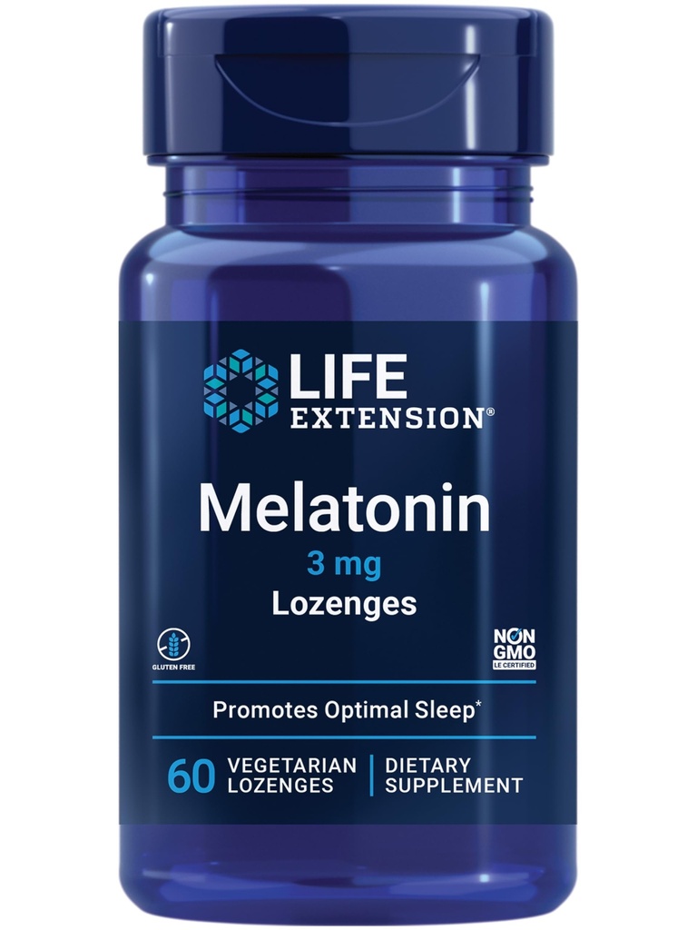 Life Extension Melatonin, 3 mg, Optimale Schlafunterstützung, Gesunde circadian Rhythmen, Cellular Defense, Glutenfrei, Non-GMO, Vegetarisch, 60 kaubare Lozenges