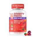 SmartyPants Supplément Gommies de sommeil pour enfants avec Melatonine 0.5mg: Camomille et vitamine D3, aide au sommeil, goût de mangue fraise, 60 comtes