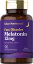 Tahoe Nutritionals Melatonin 12mg Fast Dissolve Tabletten | 90 Pillen | Berry Flavored Supplement für Erwachsene | Vegetarisch, Non-GMO, Glutenfrei