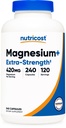 Nutricost Magnésium+ Extra Strength 420mg, 240 Capsules - 120 portions. Oxyde de magnésium et glycinate - Non-OGM, sans gluten, respectueux des végétaux