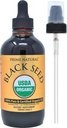 Huile de graine noire biologique primaire 4 oz - Thymoquinone élevée pressée à froid 1,7% Certifié USDA - Nigella Sativa liquide d'origine turque - Oméga végétalien 3 6 9, Antioxydant