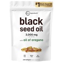 Micro Ingredients Black Seed Oil Softgels, 3.000mg, 240 Count | 2-in-1 Formel mit Öl von Oregano, Carvacrol & Thymoquinone | Plant Based, Non-GMO
