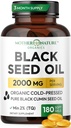 Schwarzes Seed Öl Kapseln 2000mg pro Servierung, Bio Kaltgepresstes Schwarzes Cumin, High TQ, Immun- & Gelenk-Unterstützung, 180 Zähler (3 Monate Versorgung)
