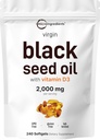 Micro Ingredients Schwarzes Samenöl mit Vitamin D3 1000 IU, 240 Softgele | 2,000 mg Schwarzes Samenöl pro Servieren | Nigella Sativa Öl | 2-in-1 Unrefined Seed Oil Formula | Non-GMO, cGMP Hergestellt
