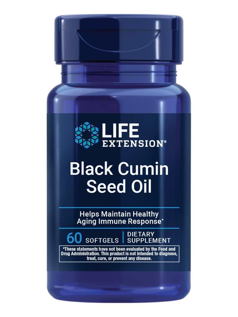 Life Extension Black Cumin Seed Oil, Black Cumin, Immune Health Support, Ganzkörpergesundheit, Gesundes Altern, Glutenfrei, Non-GMO, 60 Softgels