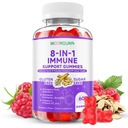 Immununterstützung Gummie – 8-in-1 Formel Kräuterergänzungen mit Astragalus, Elderberry, Quercetin, Bromelain, Echinacea, Vitamin C, D3 und Zink für jeden Tag Balance, Raspberry Flavor, 60 Count
