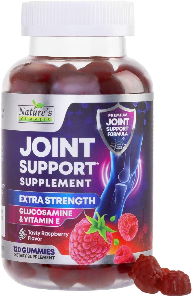 Joint Support Supplement - Extra Strength Glucosamine Gummy unterstützt Gelenke Gesundheit & Flexibilität für Rücken, Knie, Hände - Natürliche Vitamin E Immununterstützung - Beste Gummis für Damen und Herren - 120 Gummis