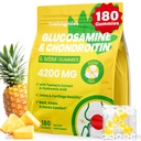 Glucosamin Chondroitin Gummis, 4200mg Extra Strength Joint Supplements Glucosamine Chondroitin mit MSM & Elderberry für Joint Health, Flexibilität, Immununterstützung für Erwachsene, Männer & Frauen, 180 Zähler