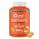 Qunol Turmeric und Ginger mit schwarzem Pfeffergummi, Kurkumin-Ergänzung, Joint Health Support Gummy, 90ct Gummies