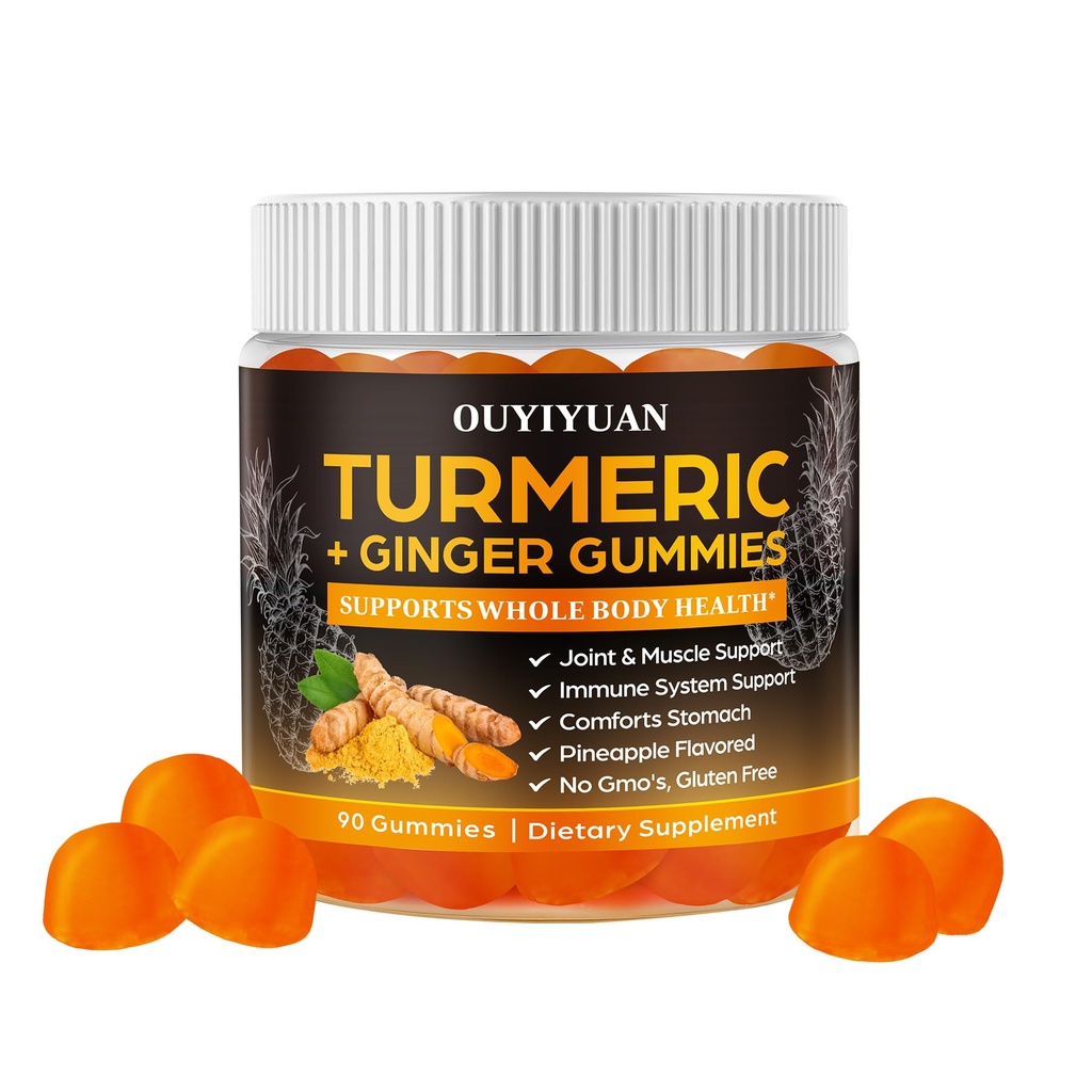 Kurkuma-Gummien, Gelenk- & Muskel-Relief + Immununterstützung, Natürliche Ananas-Schlamm, nicht GMO-Gummi-frei, 90 Gummie