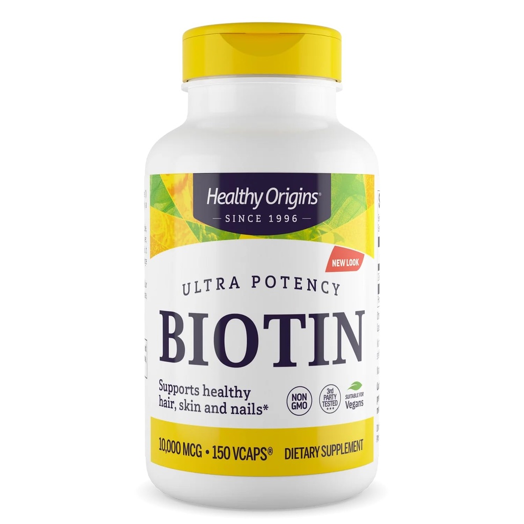 Gesunde Herkunft Biotin 10.000 mcg (USP Grade, Non-GMO, Glutenfrei, Haarunterstützung, Nagelunterstützung), 150 Veggie Caps