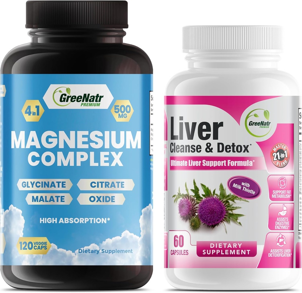Formule de désintoxication et réparation du foie - Chardon de lait, berbère, gingembre Plus Magnésium pour une meilleure fonction du sommeil et du muscle