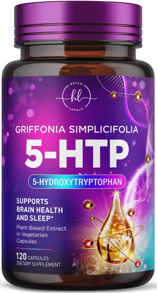 5-HTP-Ergänzung - 200mg pro Servierung - Extra Strength 5HTP von Griffonia Simplicifolia - Unterstützt Restful Sleep, Natural Calm & Brain Health - 5 Hydroxytryptophan - Bottled in USA - 120 Kapseln