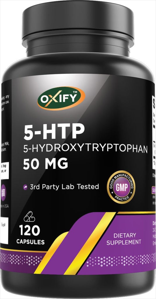 Oxify 5-HTP 5-Hydroxytryptophan 50 mg | 120 Kapseln | Glutenfrei, Non-GMO | Supplement Made in USA