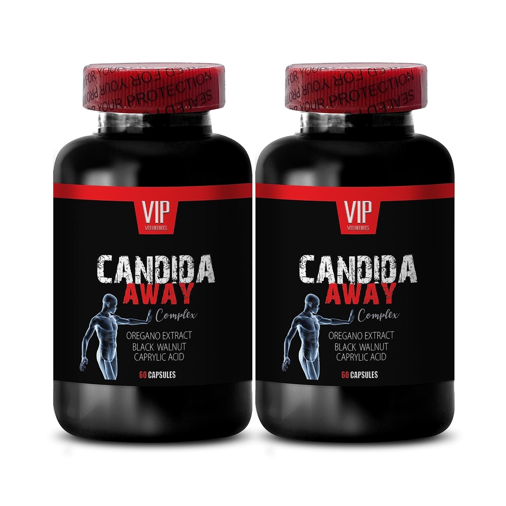 arabinogalactan, supplément de flore intestinale, poudre de feuille d'aloe vera bio - CANDIDA AWAY COMPLEX - capsules d'huile d'origan, capsules de supplément de bois de ver, amplificateur immunitaire, support candida - 2 flacon 120 capsules