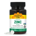 Country Life Chelat Zinc 50 mg - Certified Gluten-Free & Vegan Immun Support Supplement, verbessert Zinkabsorption, unterstützt Körper Protein Produktion & Zelluläre Gesundheit, 100 vegetarische Tabletten