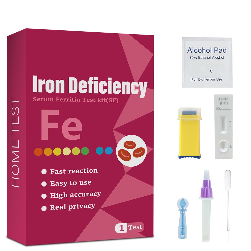 Trousse de test de carence en fer, adaptée aux enfants et aux adultes, trousse de test de fer à domicile pour l'anémie. Trousse de test de fer pour une réponse rapide et des résultats précis