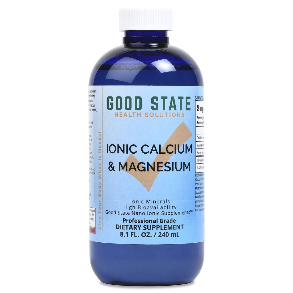 Bon état liquide Ionique Calcium et Magnésium (72 mg de calcium élémentaire, 63 mg de magnésium élémentaire, 500 mcg de bore élémentaire - 8 fl oz)