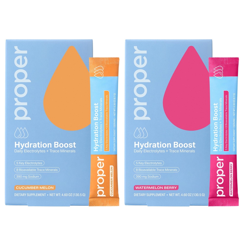 Sticks d'hydratation appropriés – Mélange de boissons en poudre électrolytiques avec minéraux traces pour l'hydratation rapide + aromatisés naturellement – Pas d'édulcorants artificiels Pas de baie de pastèque
