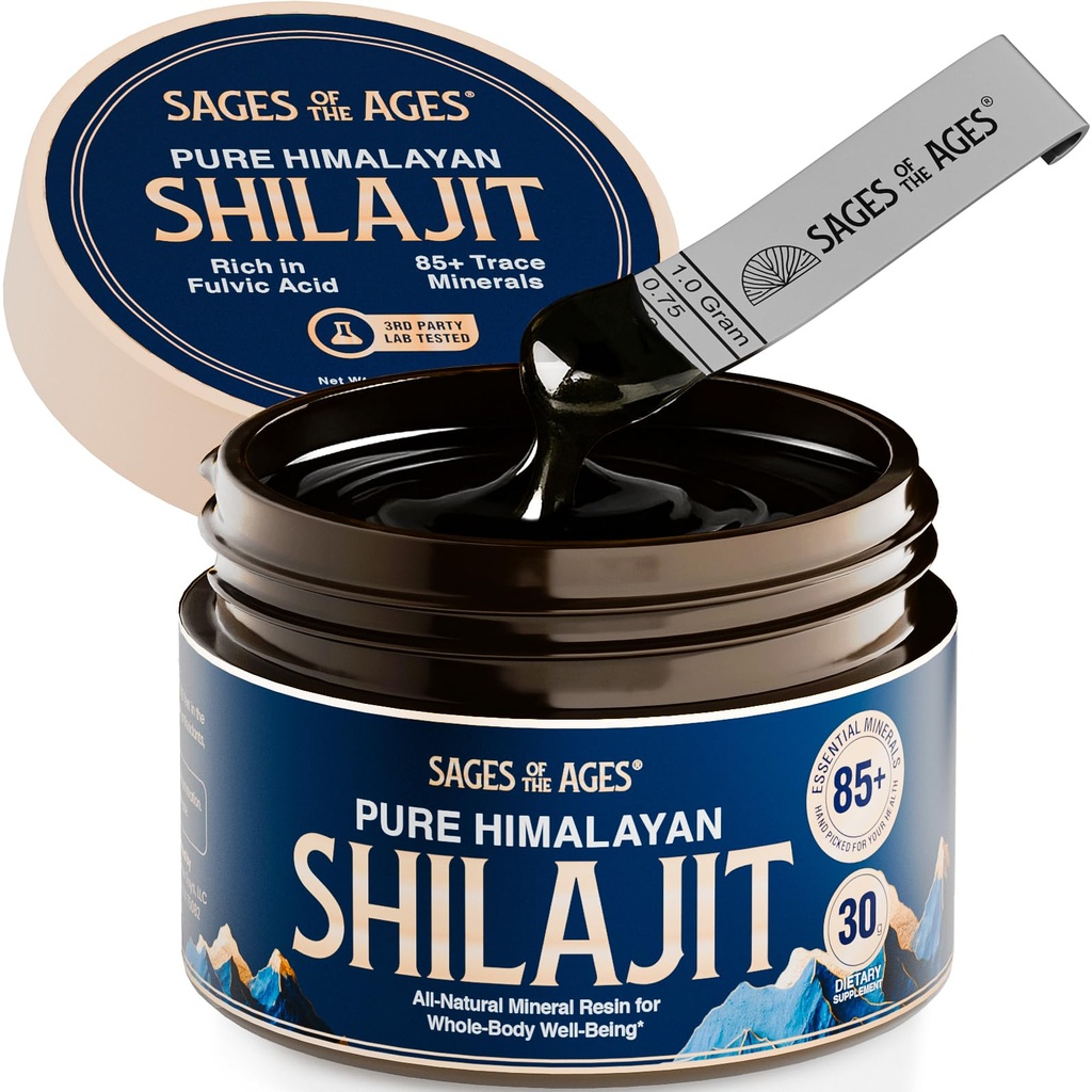 Pure Himalayan Shilajit résine – 500 mg Max Strength Complexe d'acide fulvic organique pour les hommes et les femmes – Laboratoire testé avec 85+ Trace Minerals – Énergie, Stamine et Performance mentale – 30 g Jar