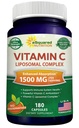 aSquared Nutrition Vitamine C Complexe liposomique - Supplément de 1500mg - 180 Capsules - Haute absorption VIT C Acide ascorbique - Supporte le système immunitaire et la santé collagène - 90 portions